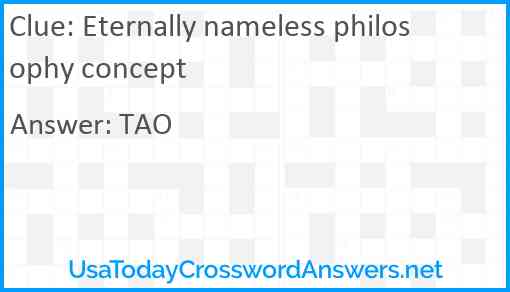 Eternally nameless philosophy concept Answer