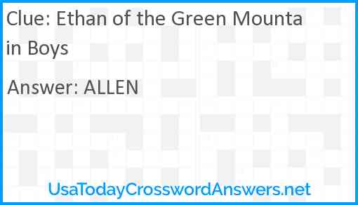 Ethan of the Green Mountain Boys Answer