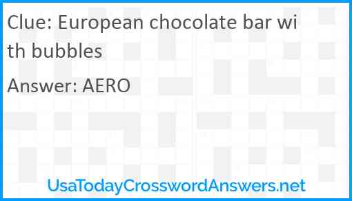 European chocolate bar with bubbles Answer