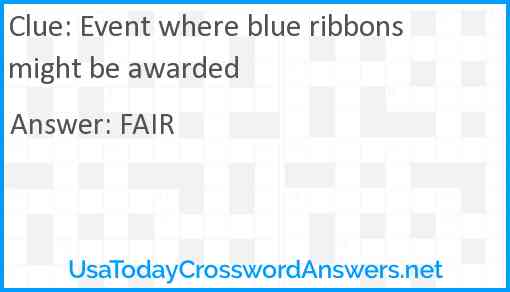 Event where blue ribbons might be awarded Answer