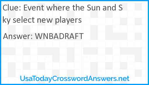 Event where the Sun and Sky select new players Answer