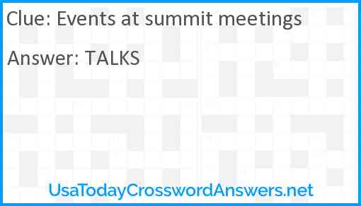Events at summit meetings Answer
