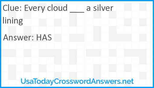 Every cloud ___ a silver lining Answer