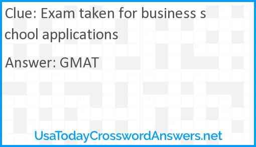 Exam taken for business school applications Answer