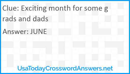 Exciting month for some grads and dads Answer