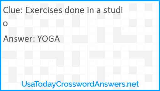 Exercises done in a studio Answer