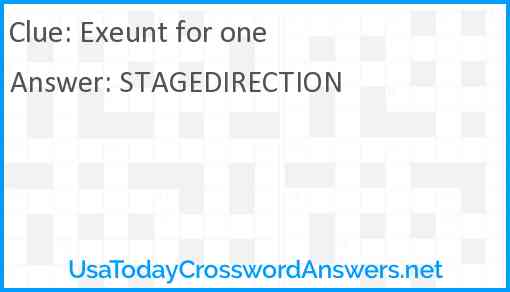 Exeunt for one Answer