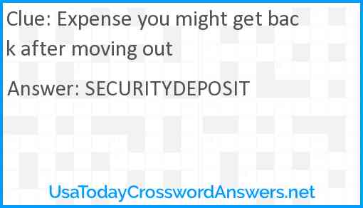 Expense you might get back after moving out Answer