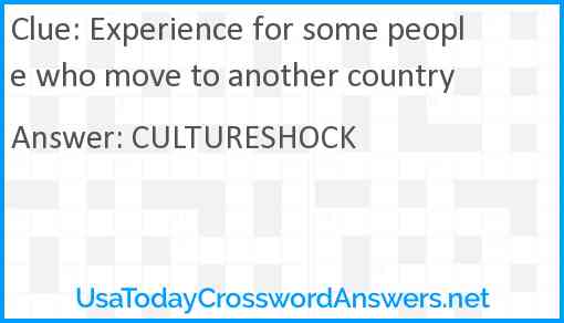 Experience for some people who move to another country Answer
