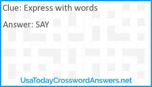 Express with words Answer