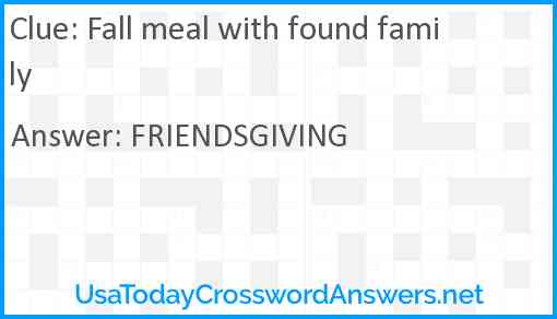 Fall meal with found family Answer