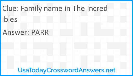 Family name in The Incredibles Answer