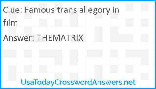 Famous trans allegory in film Answer