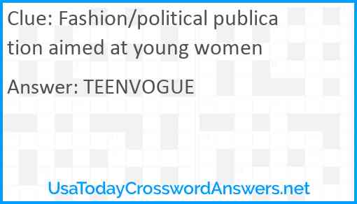 Fashion/political publication aimed at young women Answer