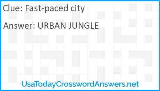 Fast-paced city Answer