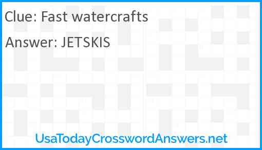Fast watercrafts Answer