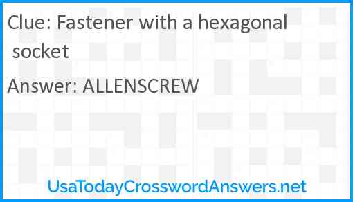 Fastener with a hexagonal socket Answer