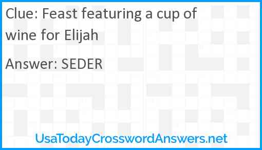 Feast featuring a cup of wine for Elijah Answer