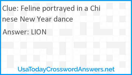 Feline portrayed in a Chinese New Year dance Answer