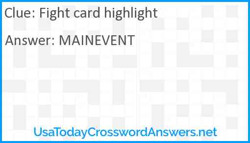 Fight card highlight Answer