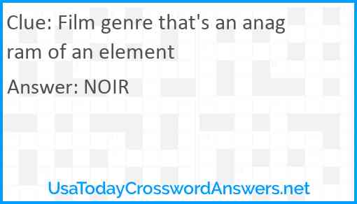 Film genre that's an anagram of an element Answer