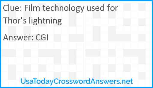 Film technology used for Thor's lightning Answer