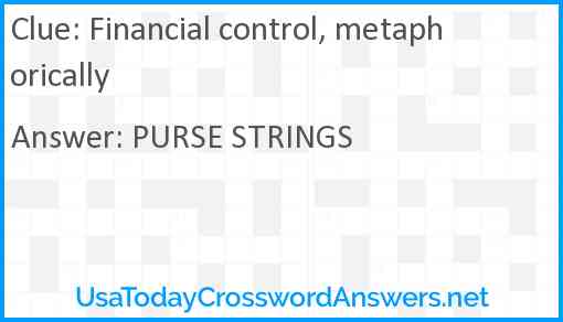 Financial control, metaphorically Answer