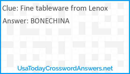 Fine tableware from Lenox Answer