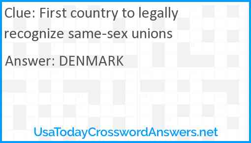 First country to legally recognize same-sex unions Answer