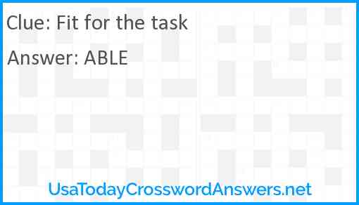 Fit for the task Answer