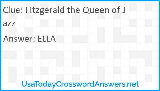 Fitzgerald the Queen of Jazz Answer