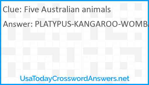 Five Australian animals Answer