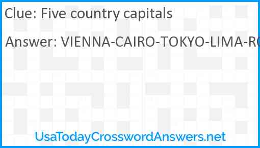 Five country capitals Answer
