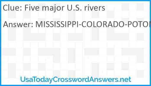 Five major U.S. rivers Answer