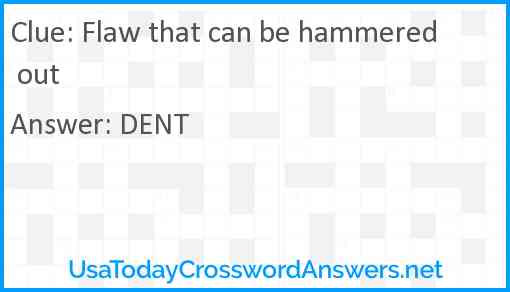 Flaw that can be hammered out Answer