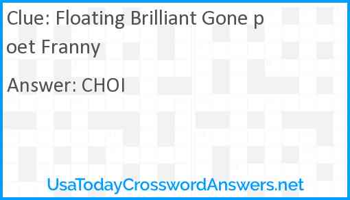 Floating Brilliant Gone poet Franny Answer