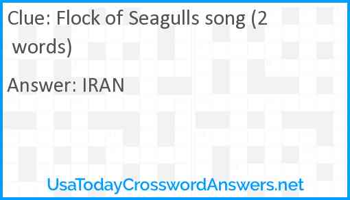Flock of Seagulls song (2 words) Answer