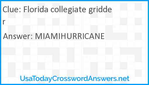 Florida collegiate gridder Answer