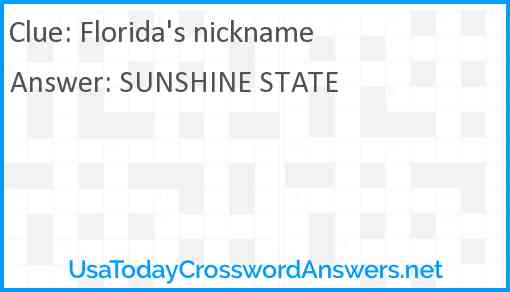 Florida's nickname Answer