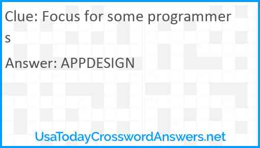 Focus for some programmers Answer