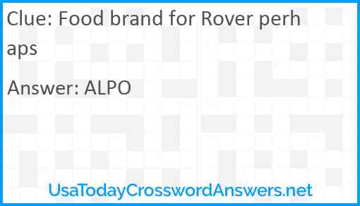 Food brand for Rover perhaps Answer