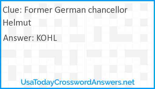 Former German chancellor Helmut Answer