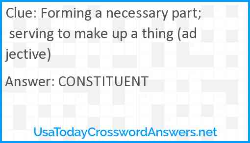 Forming a necessary part; serving to make up a thing (adjective) Answer