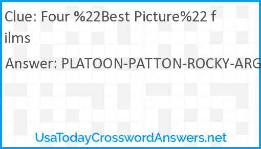 Four %22Best Picture%22 films Answer