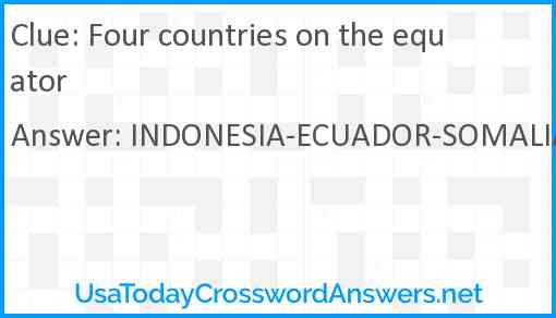 Four countries on the equator Answer