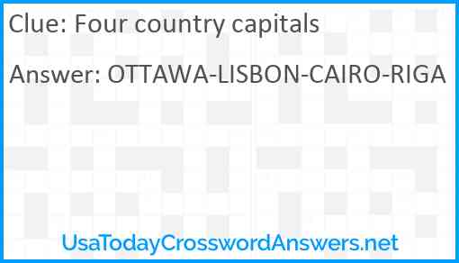 Four country capitals Answer