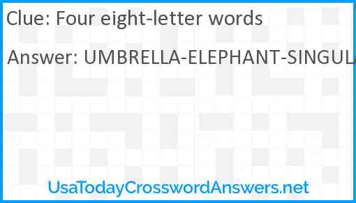 Four eight-letter words Answer