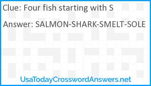Four fish starting with S Answer