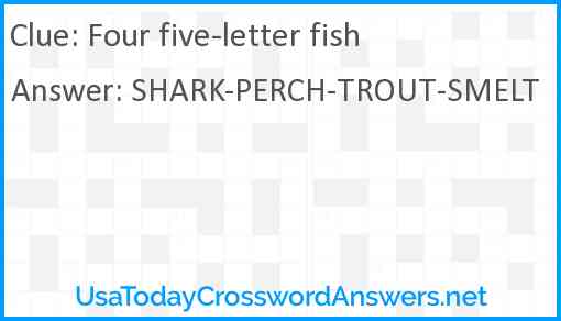 Four five-letter fish Answer