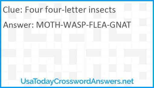 Four four-letter insects Answer